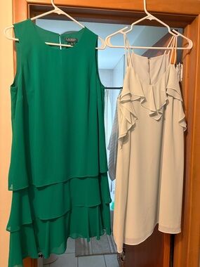 BCBGeneration Lt Blue Ruffle Bust Sz M & Lauren Bright Green Tiered Bottom Sz 10